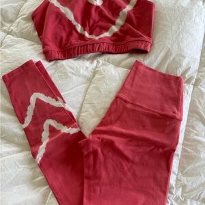 Electric & Rose Pink Tie-Dye Leggings - Seamless Active Bottoms and Tank/Bra